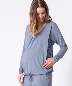 Ropa Premama Seraphine | Conjunto De Estar Por Casa Lactancia Premama - Azul