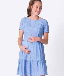 Ropa Premama Seraphine | Vestido Premama Y Lactancia De Puntos Azul