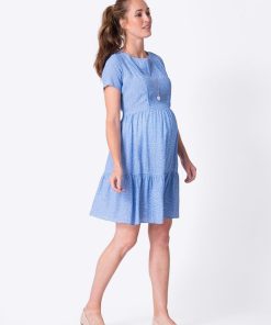 Ropa Premama Seraphine | Vestido Premama Y Lactancia De Puntos Azul