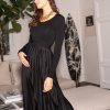 Ropa Premama Seraphine | Falda Midi Plisada Premama En Color Negro