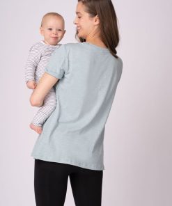 Ropa Premama Seraphine | Paquete De Dos Camisetas Esenciales De Maternidad A Lactancia En Azul Y Verde