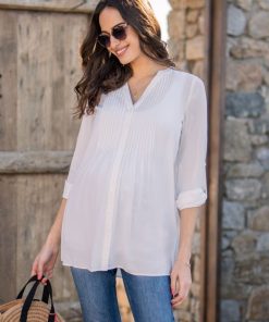 Ropa Premama Seraphine | Blusa Premama Y De Lactancia Plisada - Marfil