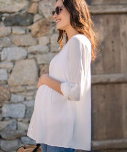 Ropa Premama Seraphine | Blusa Premama Y De Lactancia Plisada - Marfil