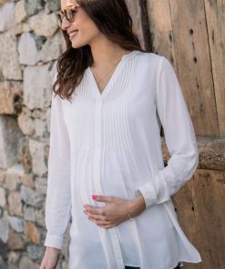 Ropa Premama Seraphine | Blusa Premama Y De Lactancia Plisada - Marfil