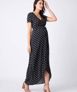 Ropa Premama Seraphine | Maxi Vestido Premama Estampado - Negro