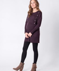 Ropa Premama Seraphine | Tunica Premama Y Lactancia De Punto Morado Oscuro