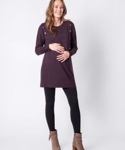 Ropa Premama Seraphine | Tunica Premama Y Lactancia De Punto Morado Oscuro