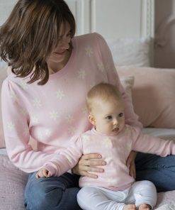 Ropa Premama Seraphine | Conjunto De Jerseis De Punto Con Margaritas Rosas A Juego De Mama & Mini