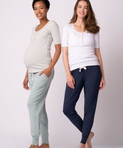 Ropa Premama Seraphine | Tops De Manga Larga De Maternidad A Lactancia: Pack De 2, Blanco Y Gris