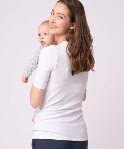 Ropa Premama Seraphine | Tops De Manga Larga De Maternidad A Lactancia: Pack De 2, Blanco Y Gris