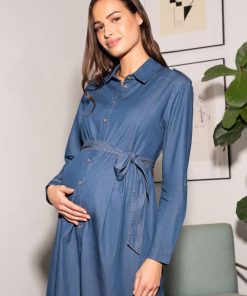 Ropa Premama Seraphine | Vestido Vaquero Camisero Premama En Algodon