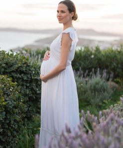 Ropa Premama Seraphine | Maxivestido Blanco De Encaje Bohemio Premama Y De Lactancia