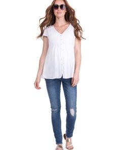 Ropa Premama Seraphine | Blusa Premama Con Drapeado - Blanco