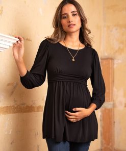 Ropa Premama Seraphine | Top Premama Y De Lactancia Con Corte Imperio En Color Negro