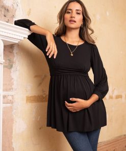 Ropa Premama Seraphine | Top Premama Y De Lactancia Con Corte Imperio En Color Negro