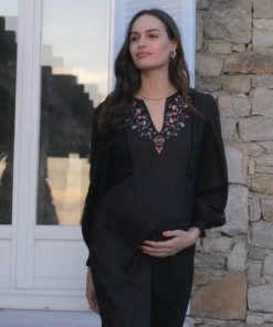 Ropa Premama Seraphine | Vestido Premama Y De Lactancia Con Bordado Negro