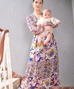 Ropa Premama Seraphine | Vestido Bohemio Floral Midi Premama Y De Lactancia