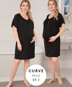 Ropa Premama Seraphine | Pack De Dos Camisones Premama Con Cierre De Botones De La Coleccion Curve