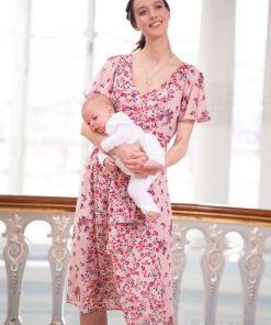 Ropa Premama Seraphine | Vestido De Ocasion De Maternidad A Lactancia Con Estampado De Flores - Rosa