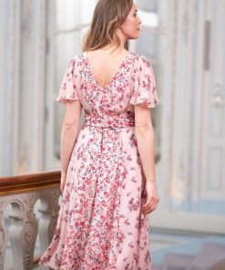 Ropa Premama Seraphine | Vestido De Ocasion De Maternidad A Lactancia Con Estampado De Flores - Rosa