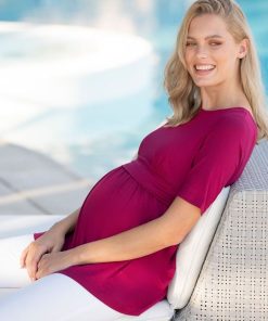 Ropa Premama Seraphine | Top Ajustado De Manga Corta De Maternidad A Lactancia Rosa Frambuesa