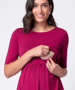 Ropa Premama Seraphine | Top Ajustado De Manga Corta De Maternidad A Lactancia Rosa Frambuesa