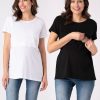 Ropa Premama Seraphine | Paquete De Dos Camisetas Esenciales De Maternidad A Lactancia En Blanco Y Negro