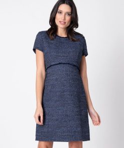 Ropa Premama Seraphine | Vestido Premama De Lana Bucle - Azul Marino