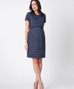 Ropa Premama Seraphine | Vestido Premama De Lana Bucle - Azul Marino