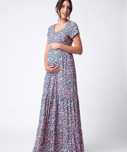 Ropa Premama Seraphine | Vestido Largo Premama A Lactancia Con Estampado Floral Multicolor