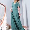 Ropa Premama Seraphine | Maxivestido Envolvente Verde Salvia Premama Y De Lactancia