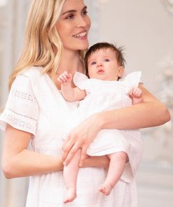 Ropa Premama Seraphine | Vestido Bebe De Algodon Con Bordado Blanco