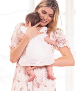 Ropa Premama Seraphine | Vestido Bebe De Algodon Con Bordado Blanco