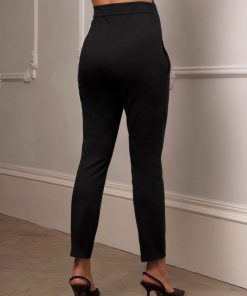 Ropa Premama Seraphine | Pantalon De Maternidad Negro De Corte Entallado En Pierna