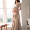 Ropa Premama Seraphine | Maxi Vestido De Manga Larga De Maternidad A Lactancia - Rosa