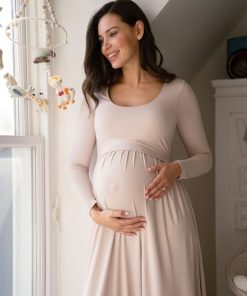 Ropa Premama Seraphine | Maxi Vestido De Manga Larga De Maternidad A Lactancia - Rosa