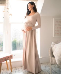 Ropa Premama Seraphine | Maxi Vestido De Manga Larga De Maternidad A Lactancia - Rosa