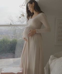 Ropa Premama Seraphine | Maxi Vestido De Manga Larga De Maternidad A Lactancia - Rosa