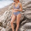 Ropa Premama Seraphine | Bikini Premama Con Estampado Floral Y De Rayas Con Braguitas Plegables