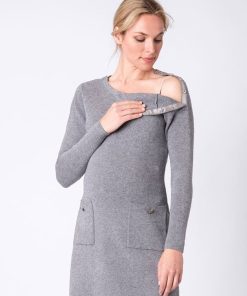 Ropa Premama Seraphine | Vestido Lactancia Premama De Punto - Gris