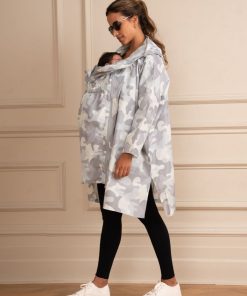 Ropa Premama Seraphine | Chaqueta Plegable Impermeable 3 En 1 De Maternidad A Porteo - Camuflaje Gris