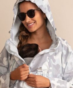 Ropa Premama Seraphine | Chaqueta Plegable Impermeable 3 En 1 De Maternidad A Porteo - Camuflaje Gris