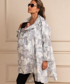 Ropa Premama Seraphine | Chaqueta Plegable Impermeable 3 En 1 De Maternidad A Porteo - Camuflaje Gris