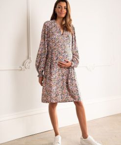 Ropa Premama Seraphine | Vestido Premama Y De Lactancia 2-En-1 Fruncido