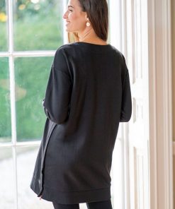 Ropa Premama Seraphine | Jersey Premama Y De Lactancia Con Cuello De Pico En Color Negro