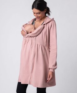 Ropa Premama Seraphine | Vestido Con Capucha 3 En 1 De Maternidad A Porteo Rosa Oscuro