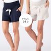 Ropa Premama Seraphine | Paquete De Dos Pantalones Cortos Esenciales De Cintura Alta Para Maternidad Y Lactancia