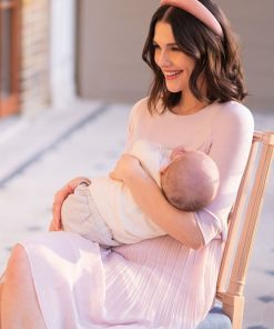 Ropa Premama Seraphine | Vestido Premama Y De Lactancia Plisado En Color Rosa Empolvado