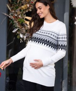 Ropa Premama Seraphine | Jersey Premama Y De Lactancia Con Motivo Fair Isle Monocromo