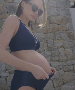 Ropa Premama Seraphine | Top De Bikini Premama Azul Marino Y Blanco